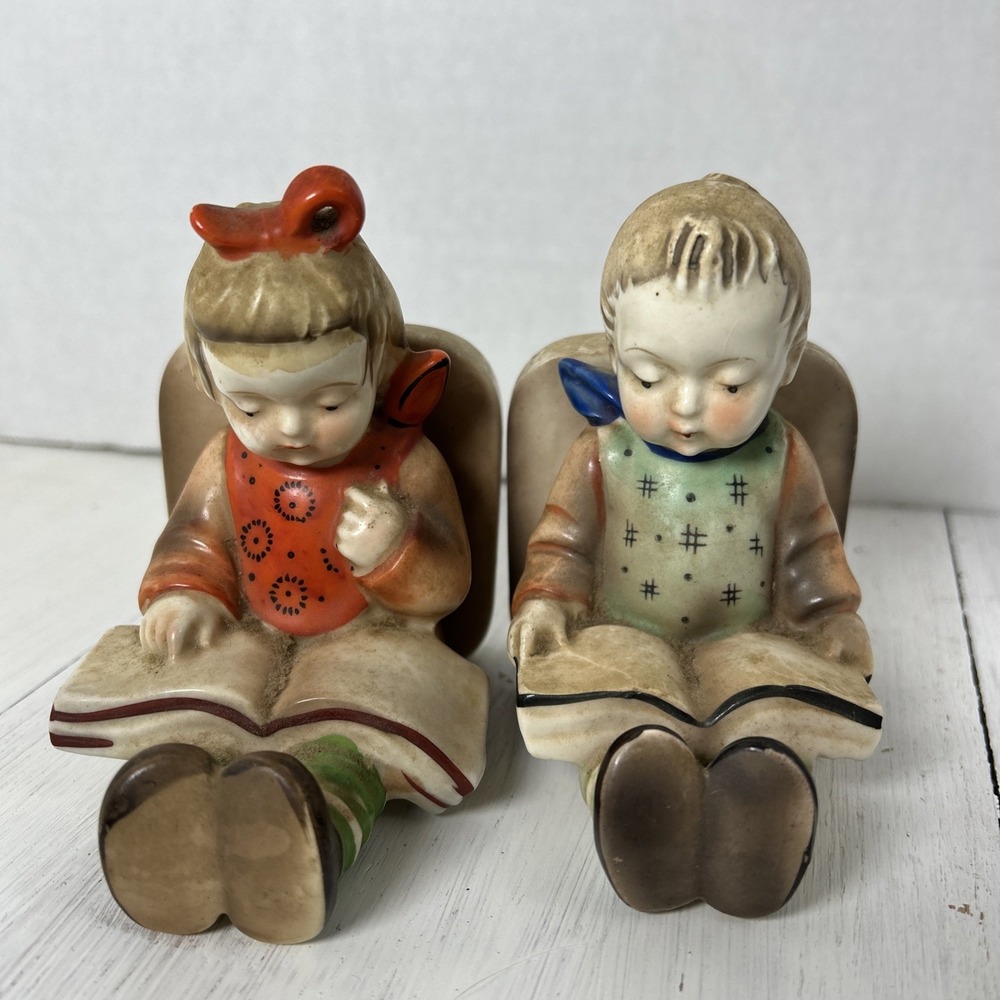 Vintage Royal Trios Book Worm Bookends Girl And Boy Made In Japan 1510